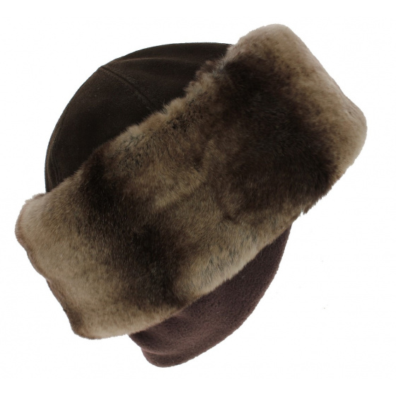 Toque Aksinya Fourrure Lapin & Cache Oreilles Marron - Anna Rizzo