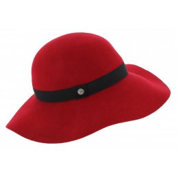 Lorelei Wide-Brimmed Wool Felt Hat in Red - Traclet
