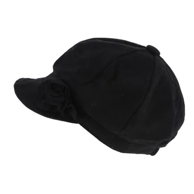 Dahlia Wool Newsboy Cap Black - Traclet Reference: 3434 | Traclet Hat Shop