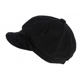 Dahlia Wool Newsboy Cap Black - Traclet