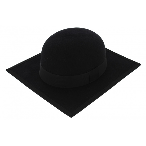 Square Stanford Hat Wool Felt Black - Traclet