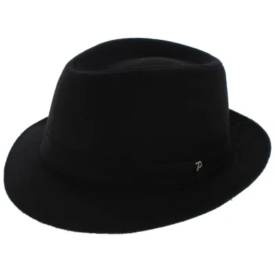 Classico Fedora Hat Black Wool Felt - Panizza Reference: 7695 | Traclet Hat Shop