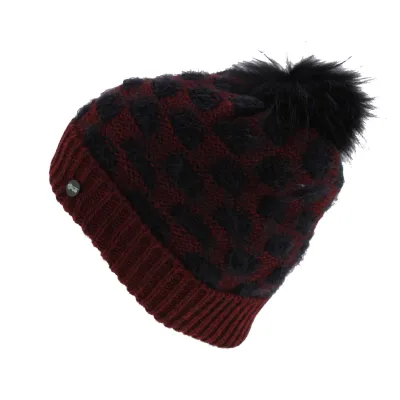 Ampezzo Beanie Reversible & Pompom Wool Burgundy - Traclet Reference: 4183 | Traclet Hat Shop