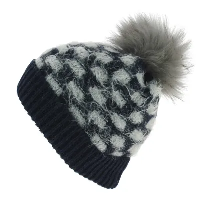 Ampezzo Cuffed Beanie with Pom-Pom Wool Blue - Traclet Reference: 4920 | Chapellerie Traclet