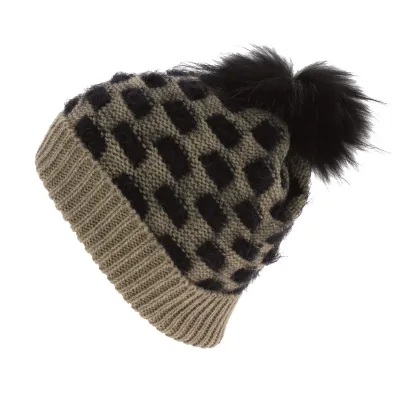 Bonnet Ampezzo Revers & Pompon Laine Beige - Traclet Reference : 4075 | Chapellerie Traclet