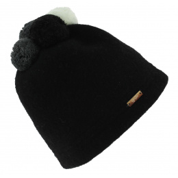 Ladybird Black Wool Pom-Pom Beanie - Traclet