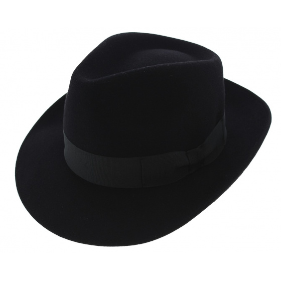 Curzio Fur Felt Fedora Hat in Black - Traclet