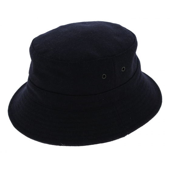 Navy Blue Wool Charter Bucket Hat - Traclet