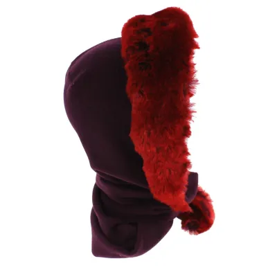 Shae Scarf / Hood in Plum Fleece & Faux Fur - Mtm Reference: 7718 | Traclet Hatters