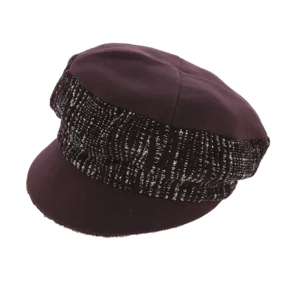 Ebony Newsboy Cap with Plum Fleece Lining - Mtm Reference: 5834 | Traclet Hat Shop