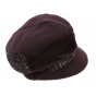 Ebony Newsboy Cap with Plum Fleece Lining - Mtm