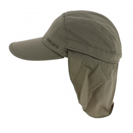 Janou UPF50+ cap with neck cover khaki - Hatland