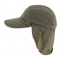 Janou UPF50+ cap with khaki neck cover - Hatland
