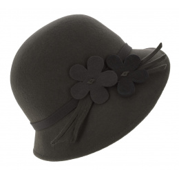 Emma Grey Wool Felt Cloche Hat- Traclet