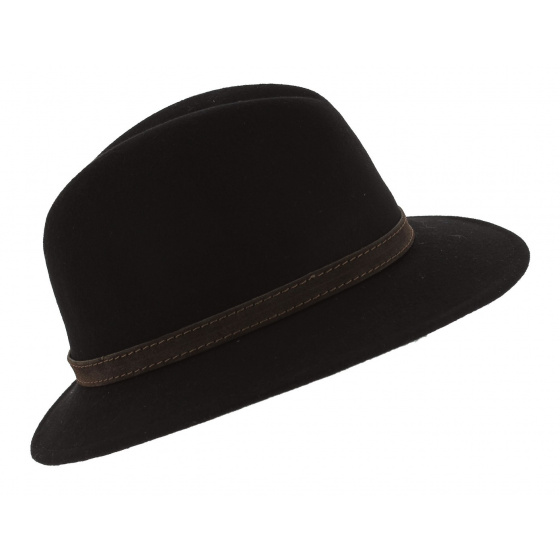 McGofer Traveler Hat with Ear Flaps in Black Wool Felt - Herman