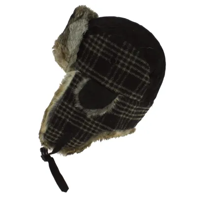 Chapka Bathurst Cuir & Lapin Noir - Traclet Reference : 2411 | Chapellerie Traclet