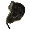 Black Leather & Rabbit Bathurst Ushanka - Traclet Reference: 2411 | Traclet Hatmakers