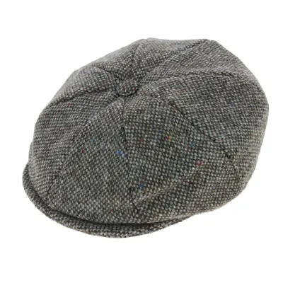 Irish Cap Foxford Grey Tweed Wool - Hanna Hats Reference: 2846 | Traclet Hat Shop