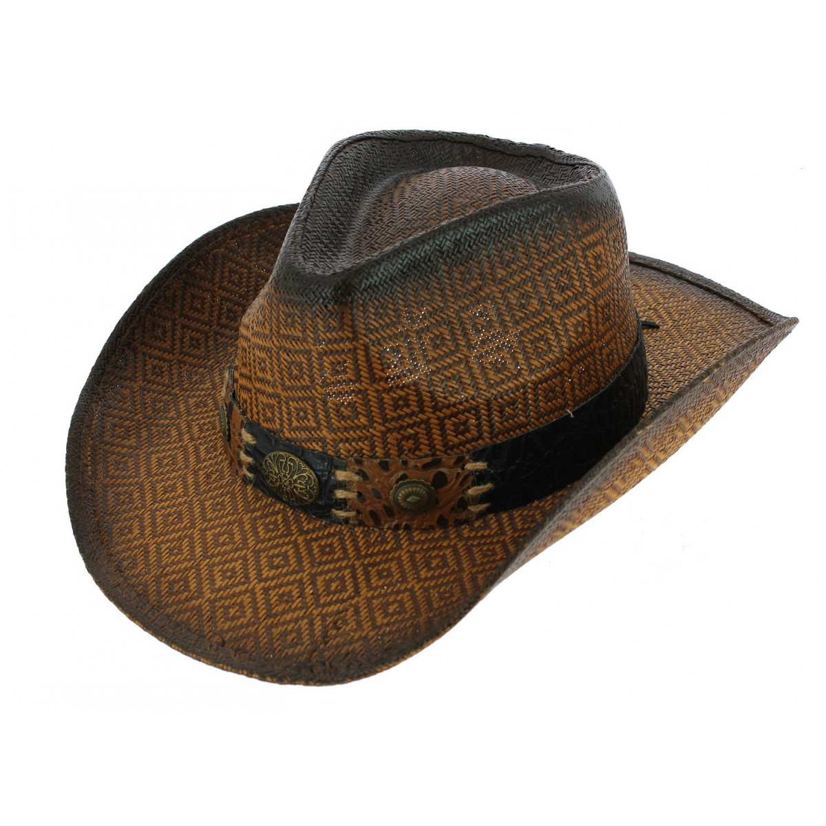 Cowboy Thunderbird Straw Brown Paper Cowboy Hat Traclet