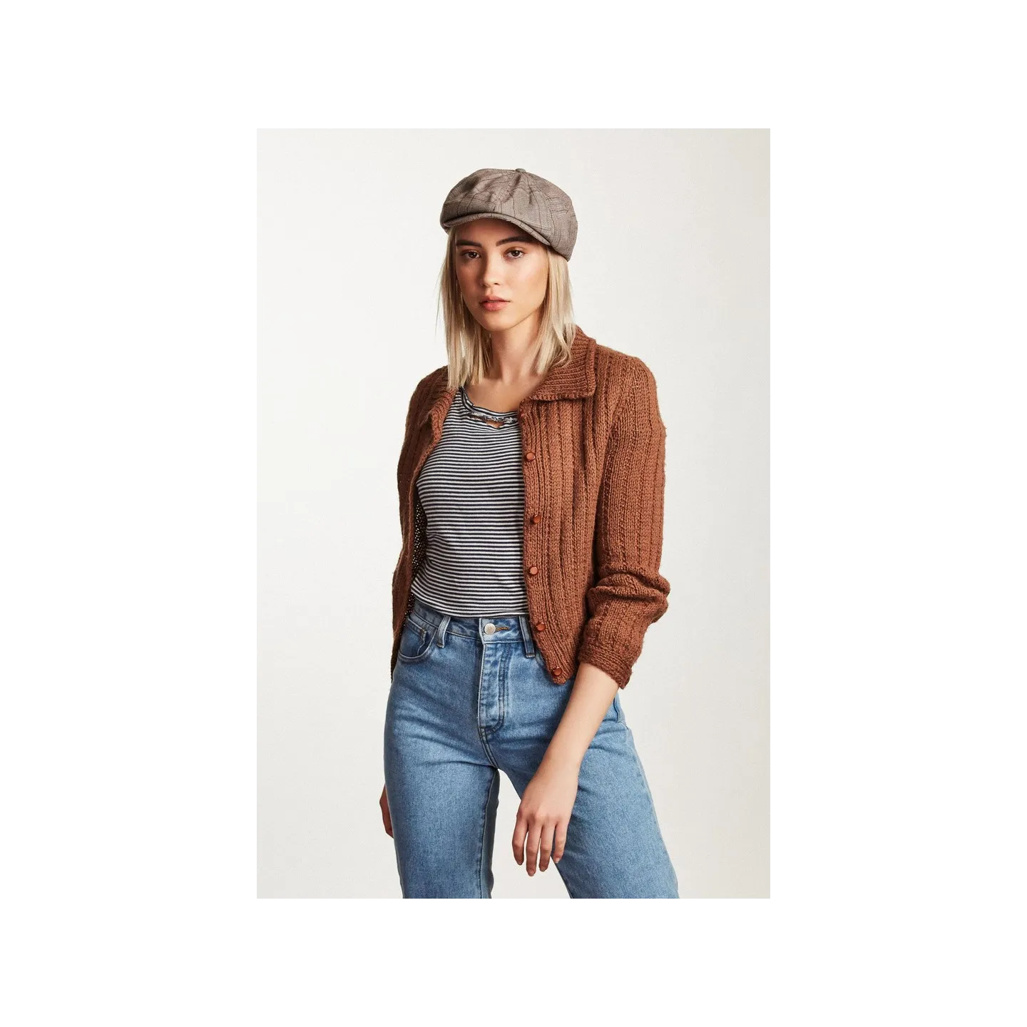 Brood Plaid Taupe Cap - Brixton Reference: 5726 | Traclet Hat Shop