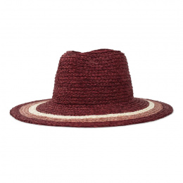 Hampton Raffia Wide-Brimmed Hat Burgundy - Brixton