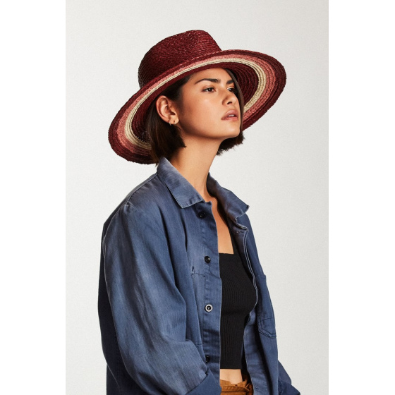 Hampton Raffia Wide-Brimmed Hat Burgundy - Brixton Hampton Raffia Wide-Brimmed Hat Burgundy - Brixton