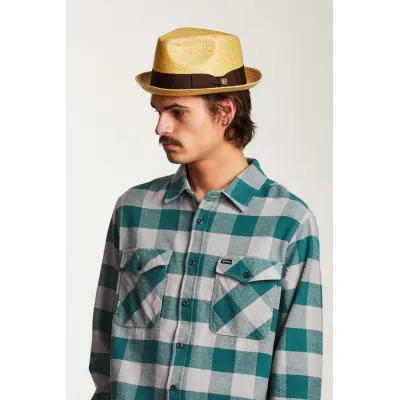 Chapeau Porkpie Castor Paille Papier Naturel - Brixton Reference : 7799 | Chapellerie Traclet