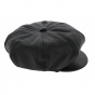 Black Leather Newsboy Cap
