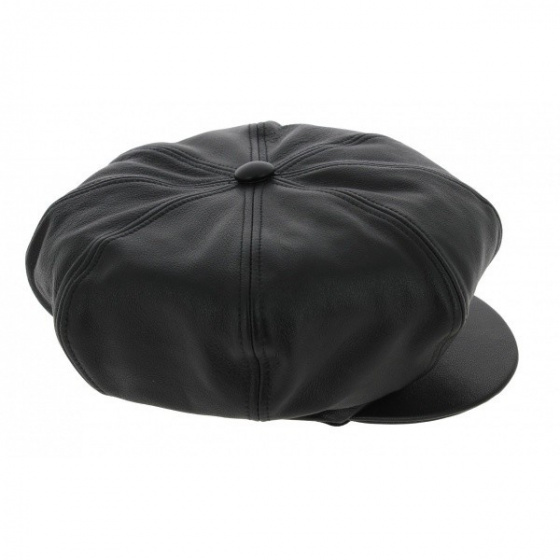 Black Leather Newsboy Cap Black Leather Newsboy Cap