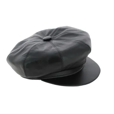 Casquette cuir noir gavroche - boutique de casquette gavroche Reference : 6886 | Chapellerie Traclet