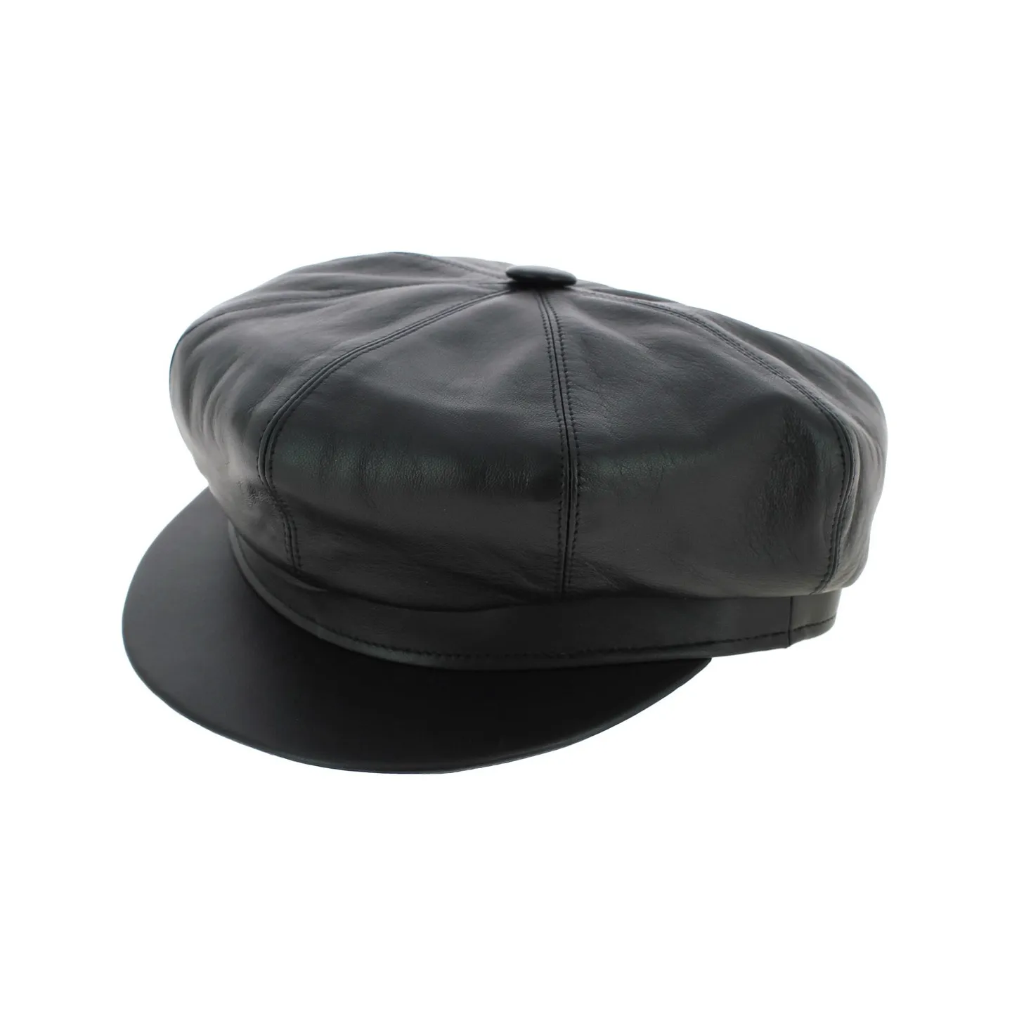 Casquette cuir noir gavroche - boutique de casquette gavroche Reference : 6886 | Chapellerie Traclet