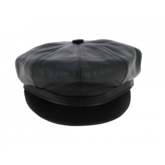 Casquette Gavroche Cuir Noir