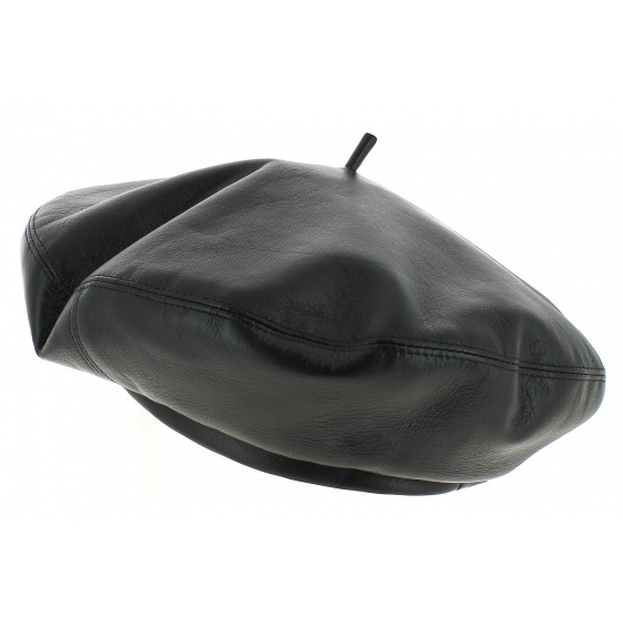 Black Leather Basque Beret - Traclet