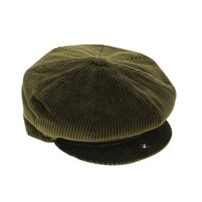 Casquette a huit cotes velours kaki Reference : 7816 | Chapellerie Traclet