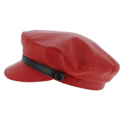 Red Leather Stewart Marine Cap - Traclet Reference: 7819 | Traclet Hat Shop