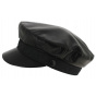 Black Leather Stewart Sailor Cap - Traclet