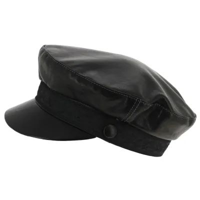 Stewart Black Leather Sailor Cap - Traclet Reference: 7820 | Traclet Hat Shop
