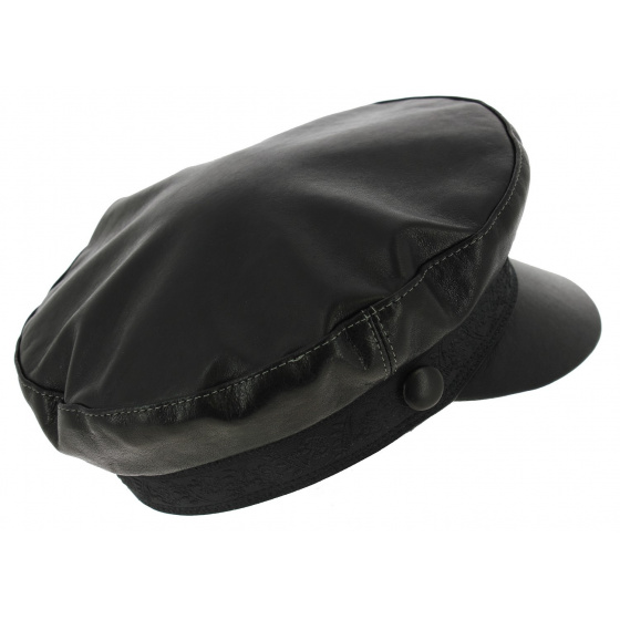 Stewart Black Leather Sailor Cap - Traclet