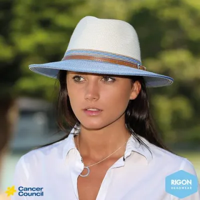 Two-Tone White / Coral Traveller Hat - Rigon  Reference: 6526 | Traclet Hat Shop