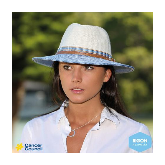 Two-Tone White / Coral Traveller Hat - Rigon Headwear