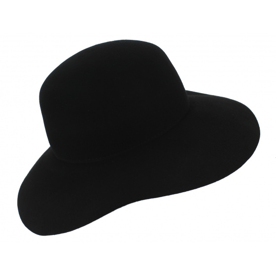 "Marc Veyrat" Style Black Wool Felt Hat - Traclet "Marc Veyrat" Style Black Wool Felt Hat - Traclet