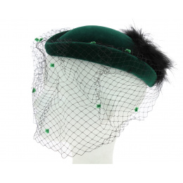 Ceremonial or cabaret green velvet/plume hat