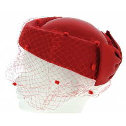 Red Lucifer prestige evening hat