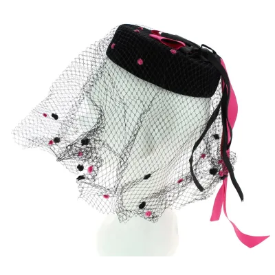 Tambourin Glamour noir et rose EDY PARIS Reference : 7930 | Chapellerie Traclet