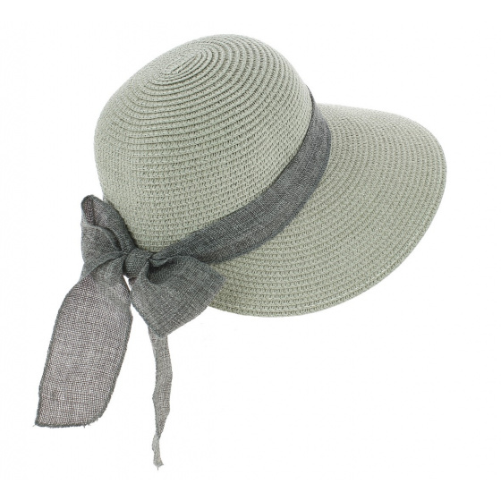 Clara Grey Paper Straw Sun Cap - Traclet