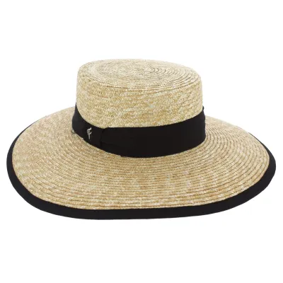 Wide Brim Venezia Boater Hat Natural Straw - Fléchet Reference: 7956 | Traclet Hat Shop