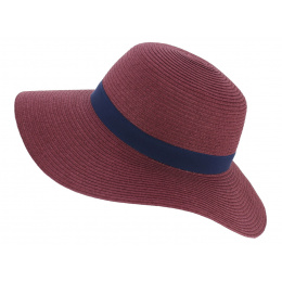 Rhodes Paper Straw Wide-Brim Hat Raspberry - Traclet