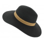 Rhodes Black Paper Straw Wide Brim Hat - Traclet