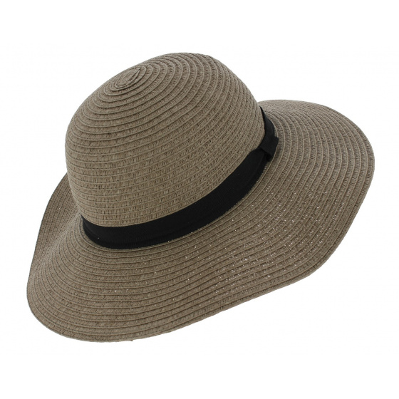 Rhodes Paper Straw Wide-Brimmed Hat Taupe - Traclet