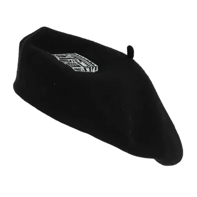 Black Wool Arc de Triomphe Embroidered Beret - Traclet Reference: 7990 | Traclet Hat Shop